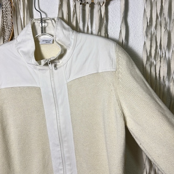 Akris Punto Cream Cashmere Blend Zip Front Knit Sweater Jacket US10 - Picture 8 of 15
